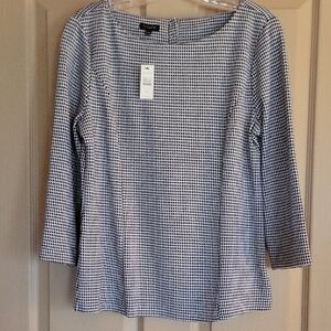 Talbots Blue and White 3/4 Sleeve Boxy Blouse